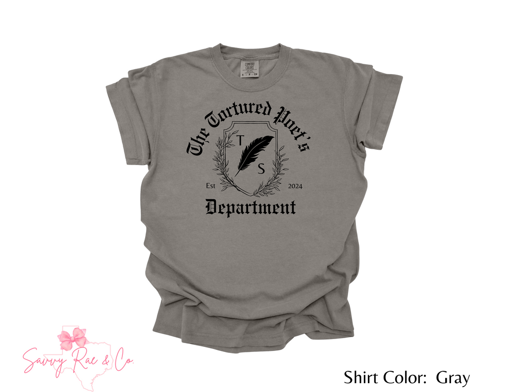 Tortured Poet Department Crest -  Adult Comfort Colors Shirts