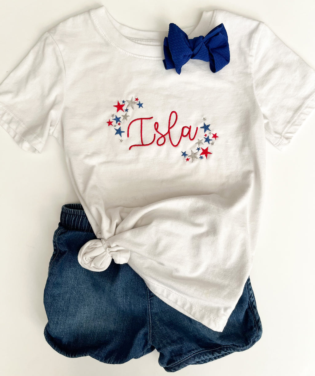 Double Star Wreath with Name Shirt